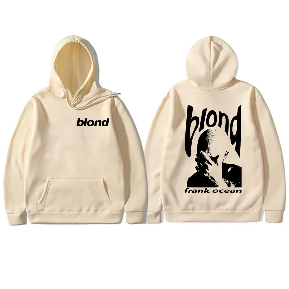 Frank Hip Hop Hoodie kebesaran, Sweatshirt Vintage laut mode pirang pria penyanyi musik populer R & B Hoodie pria Pullover kasual