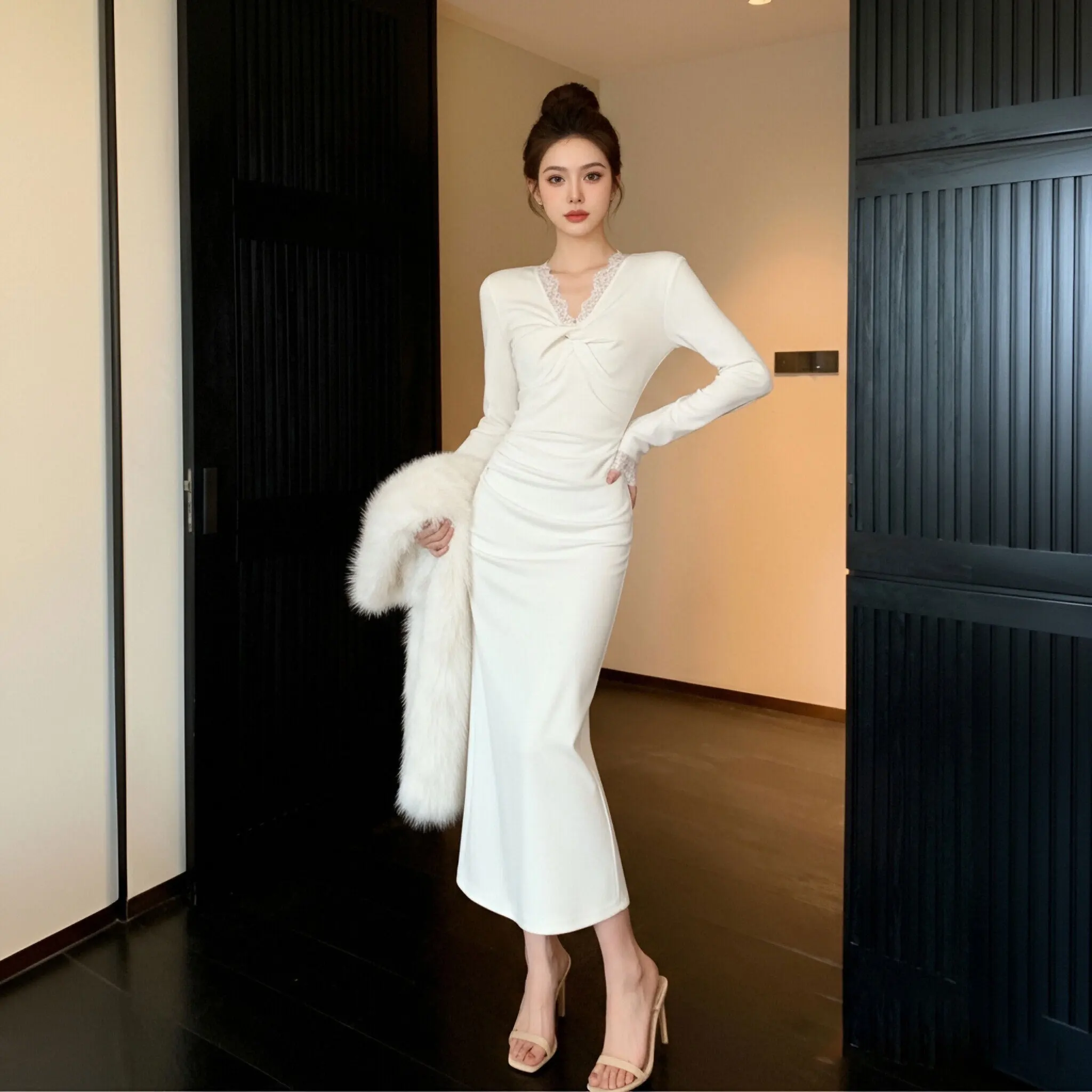 Saia A-Line de Cintura Alta em Tecido de Poliéster, Nova Chegada Primavera Outono, Roupa Íntima Dr. Sli, Camada Base Ele Faionable