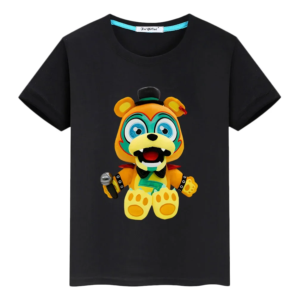 Bear Rabbit Game Kawaii Print 100%Cotton T-shirt Casual Short  FNAF Summer boy Tops anime Tees y2k one piece kids clothes girls