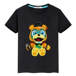 Bear Rabbit Game Kawaii Print 100%Cotton T-shirt Casual Short  FNAF Summer boy Tops anime Tees y2k one piece kids clothes girls