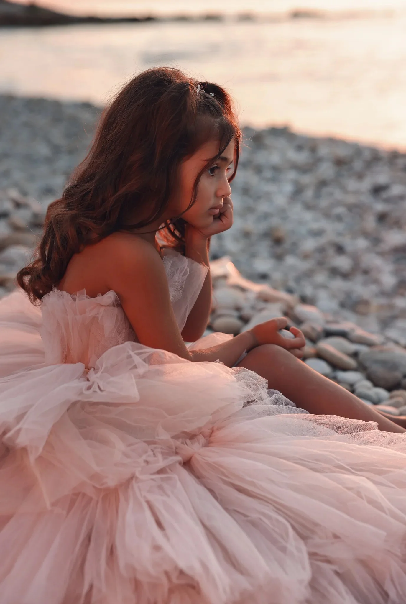 Vestido de tul en capas Rosa hinchado sin mangas con lazo para niña de flores de princesa para boda, vestido de fiesta de primer cumpleaños eucarista para niños