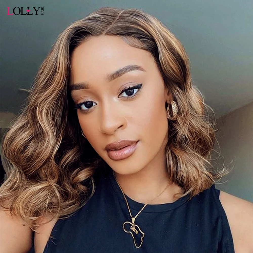 Lolly Short Bob Wig Human Hair Wigs for Women Body Wave Lace Front Wig Highlight Wig Human Hair Wigs Bob 13x4 Lace Frontal Wig