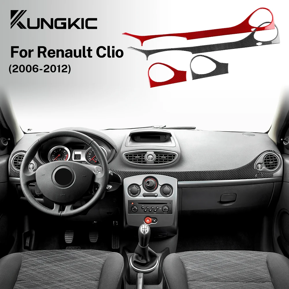 

Car Central Console Strip Sticker Carbon Fiber For For Renault Clio 2006-2012 Air Outlet Frame AC Trim Accessories