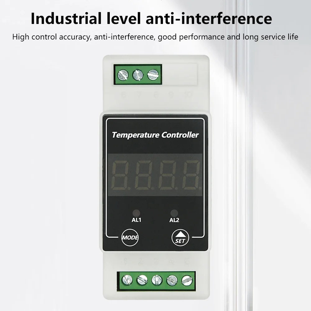 DC8-24V AC100-240V DIN Guide Rail Thermostat LED Digital Temperature Controller Suppoet Thermal Resistance/Thermocouple Sensor