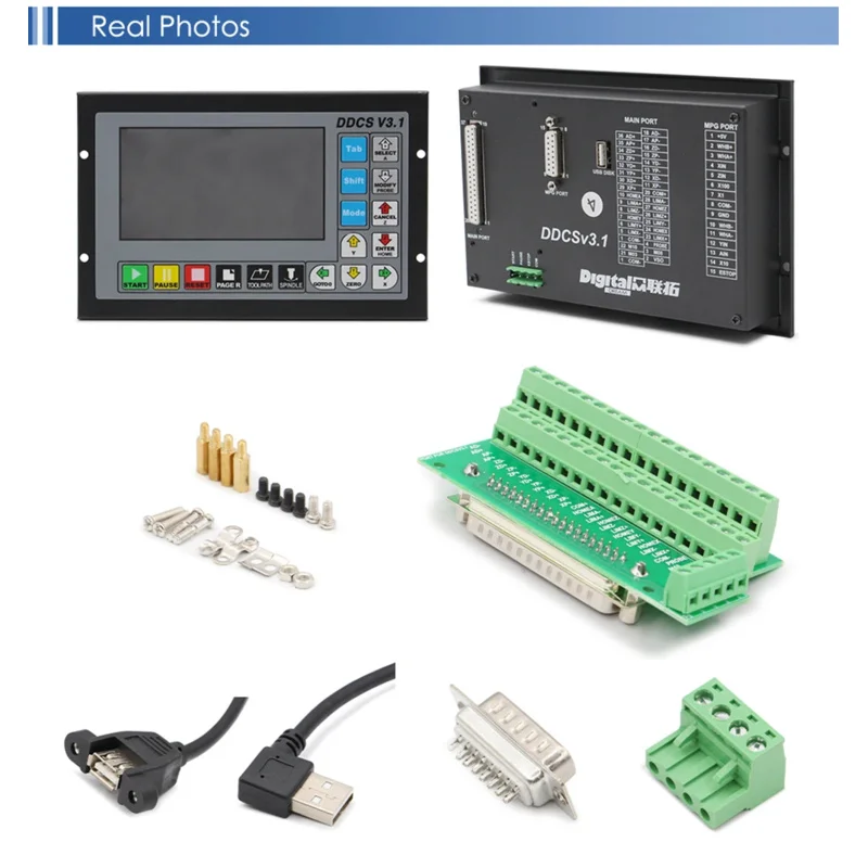 Engraving machine controller kit,DDCS V3.1 offline CNC controller 4*750W servo motor Z axis (with brake) 2*75W 24V power supply