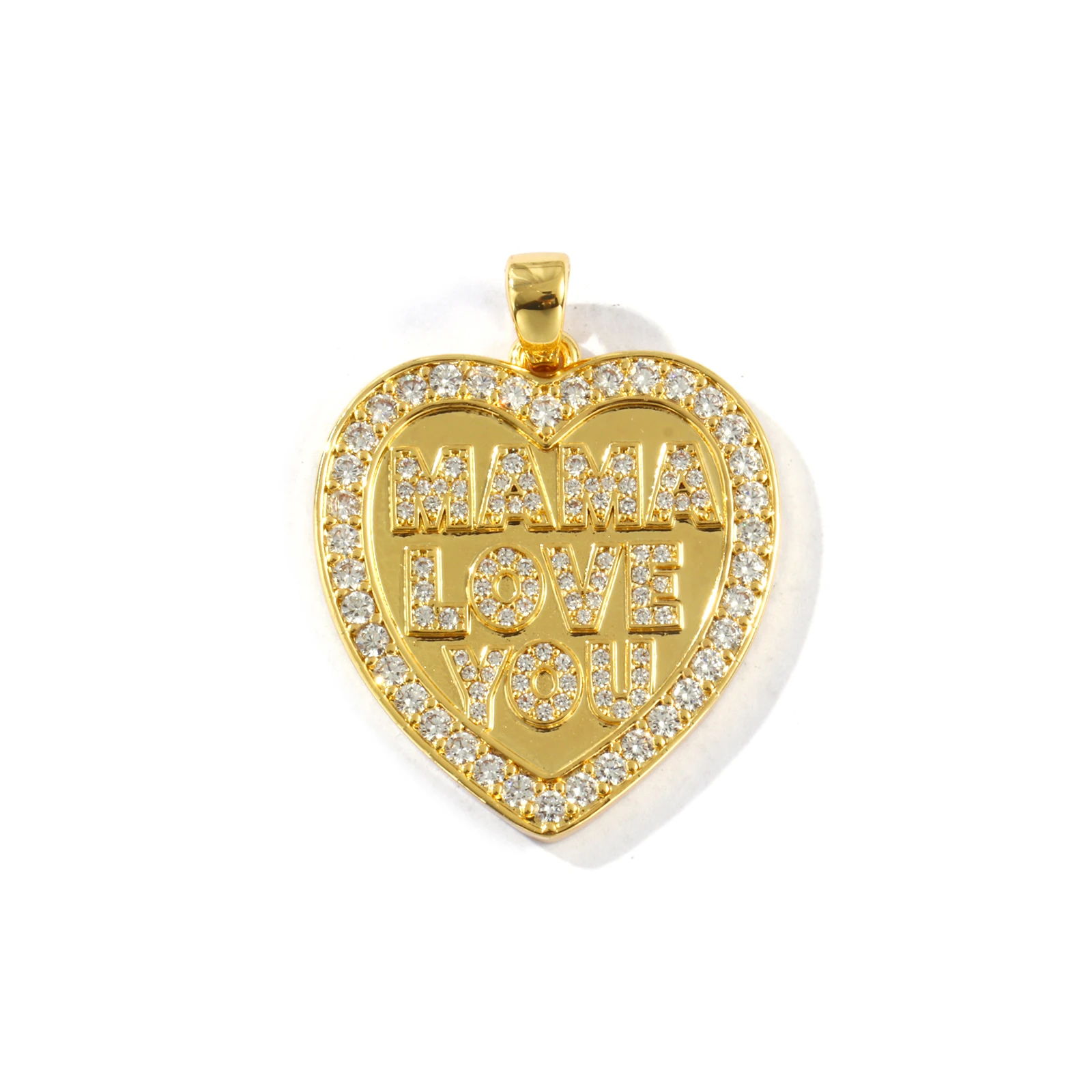 1pc Brass Gold Plated Heart Charms Message 