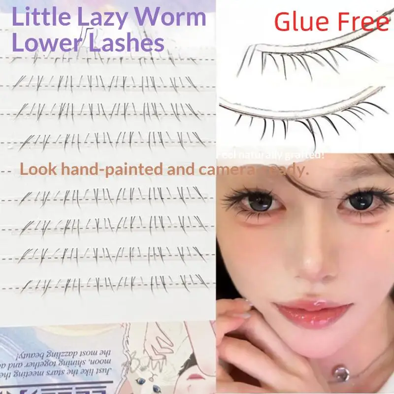 1 Set Natural Self Adhesive False Eyelashes No Glue Need Bottom Eyelashes Comic Lower Lash Extension Clusters Eye Makeup Tool