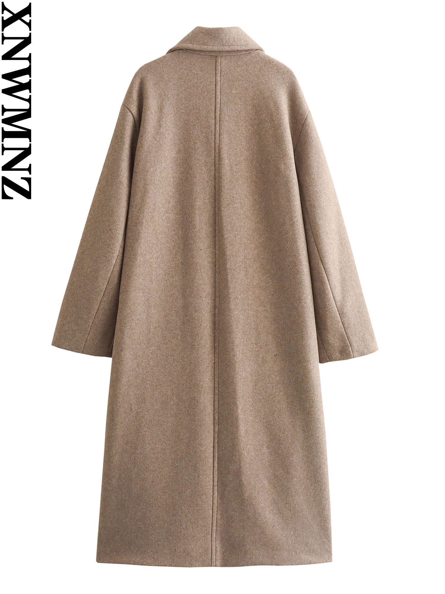 XNWMNZ Women\'s Fashion 2023 Autumn/Winter Soft Oversize Coat Women Double breasted lapel Long Sleeve Versatile Female Overcoat