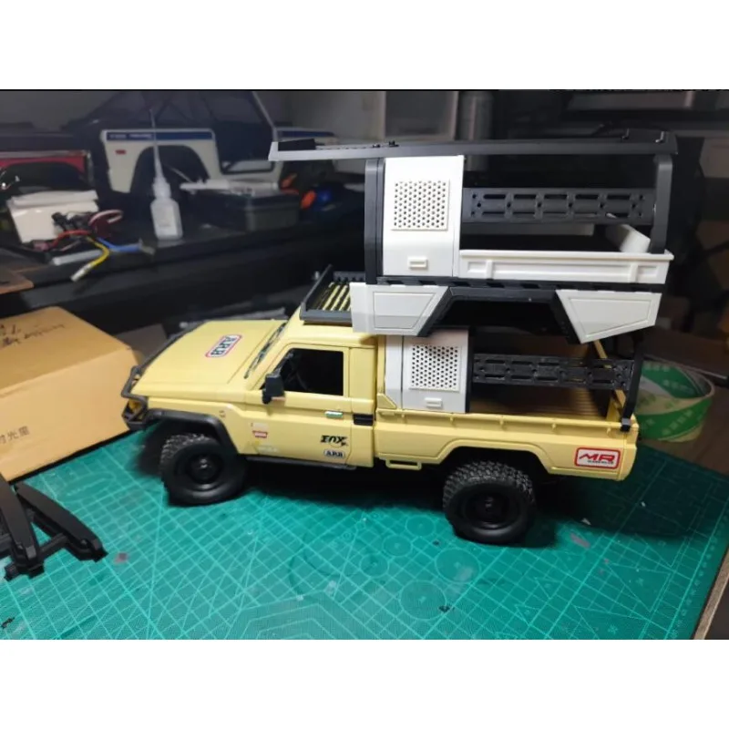 Simulation Hunting Truck Bed Upgrade Parts For MN82 LC70,Version1 Full Replace / Version2 Clip-On,Openable Doors,Kit With Screws