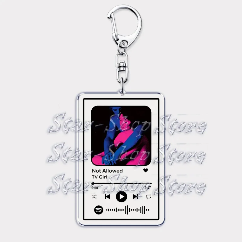 Popular Indie Pop Band Keychains for Women Accessories Bag Lovers Rock Not Allowed Songs Playlist Code Keying Jewelry Fans Gifts