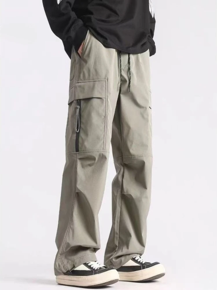 

Spring Summer Multi Pocket Loose Straight Cargo Pants for Men Aesthetic Fashion High Quality Emo Cheapest Casual Trousers Man