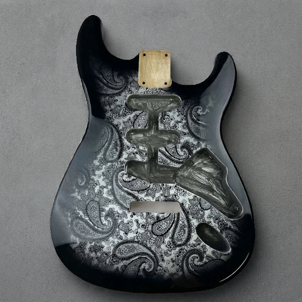 Gloss Polyester ST Guitar Body, Metallic Green, Pre-Routed, Standard Neck Pocket, Blank DIY Part for Custom Building Projects