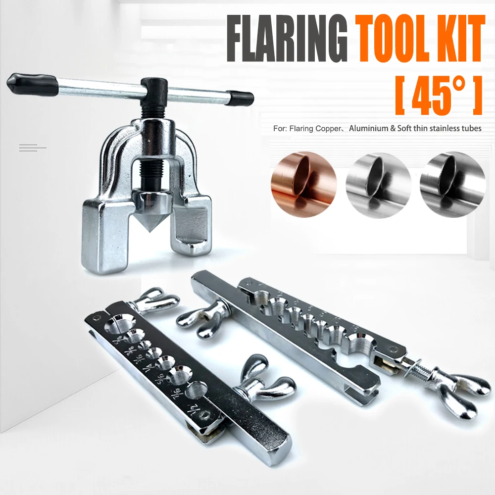Manual Copper Tube Expansion Reamer Water Gas Brake Line Application Tubing Eccentric Cone Type Flaring Tool Kit