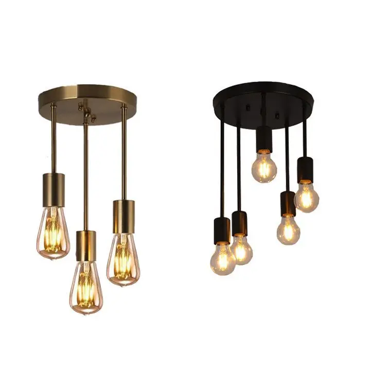 

Simple American retro iron chandelier entrance corridor aisle lamps all copper atmospheric internet celebrity