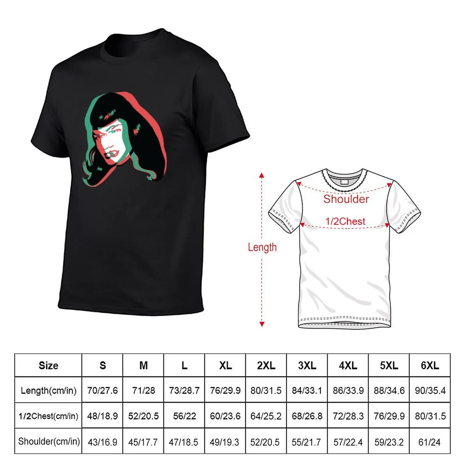 3D Bettie Page T-Shirt tops vintage Short sleeve tee men