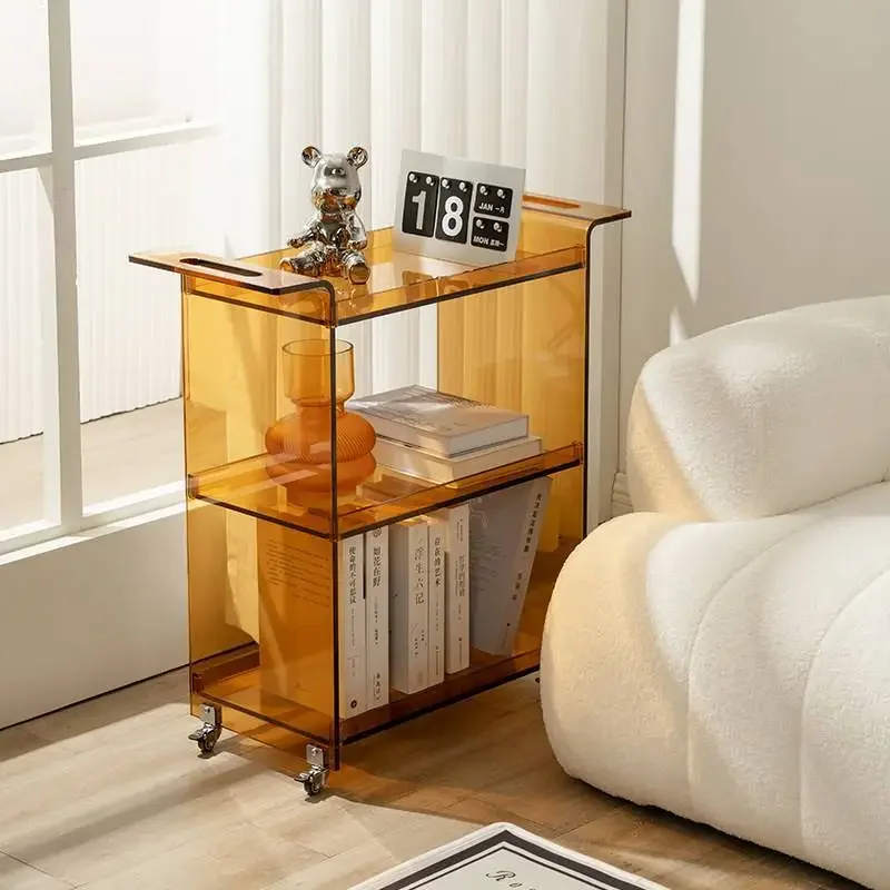 Nordic small cart storage rack floor standing bookshelf movable multi-layer living room organizer home storage solution