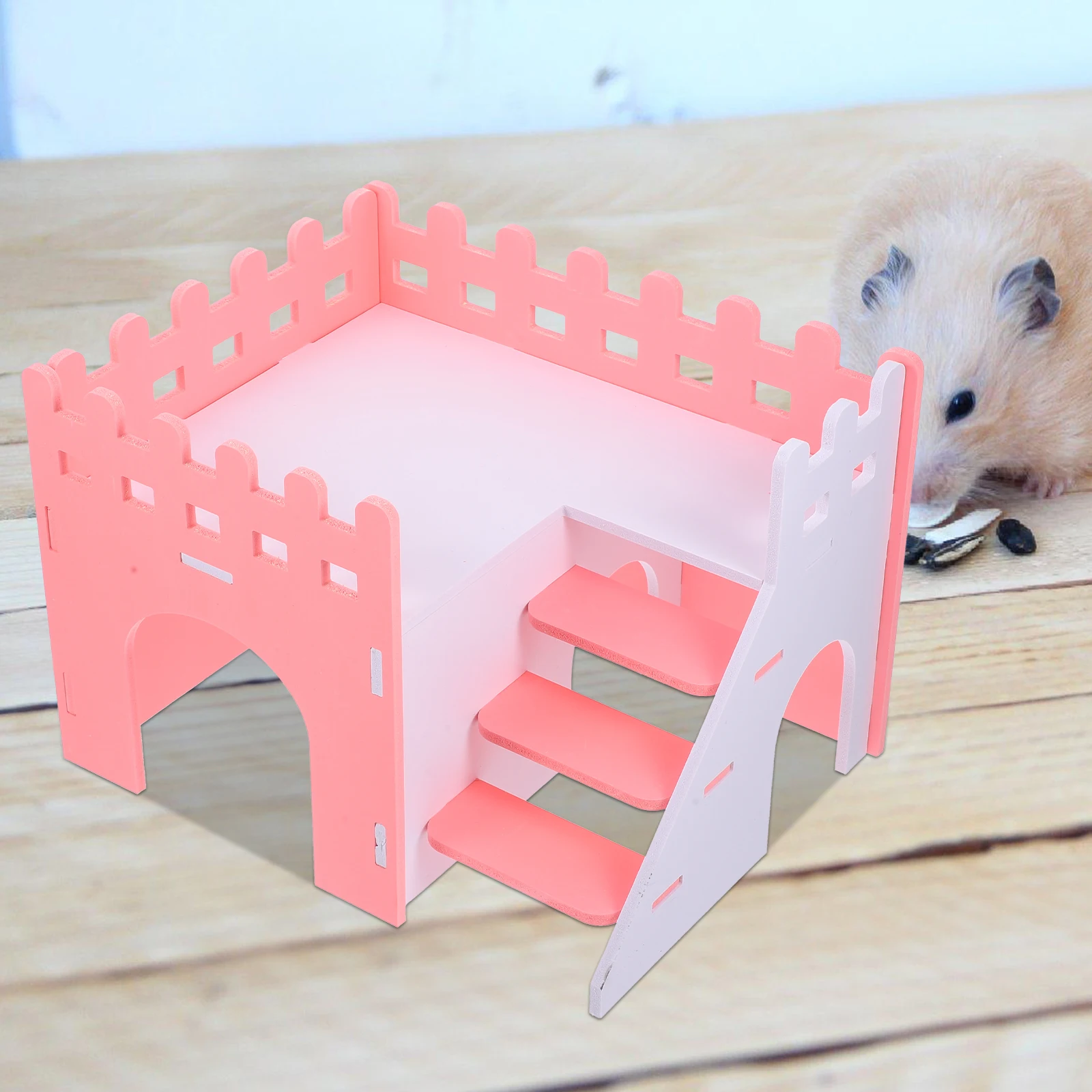 مخبأ فيلا بطبقة مزدوجة للهامستر خنزير غينيا القنفذ الفئران السنجاب قفص بولي كلوريد الفينيل المتين ، الحيوانات الأليفة الصغيرة الدافئة