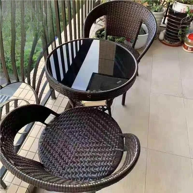 

Small apartment living room rattan small coffee table and chair combination