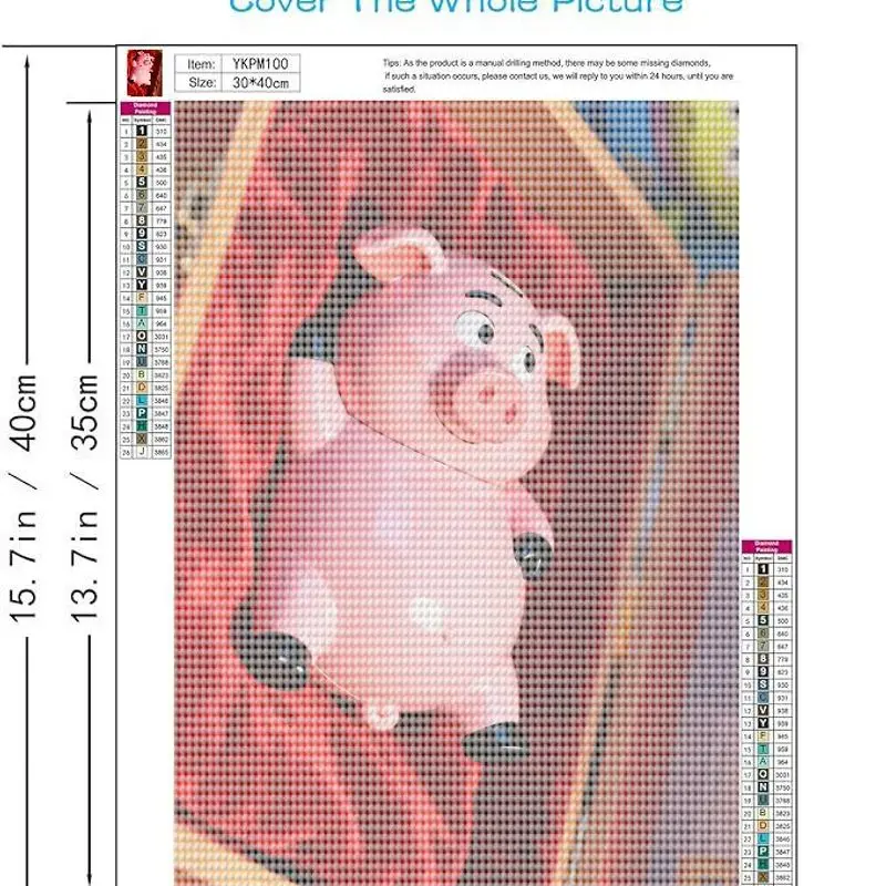 1PC 5D DIY Full Drill Diamond Painting Kit, Gambar Kartun Lucu Celengan Hewan Karakter Kristal Berlian, Seni Berlian untuk Dekorasi Rumah yang Menenangkan