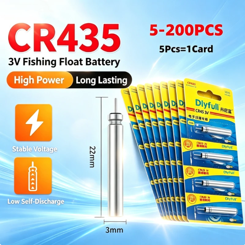 5-50PCS CR435 Fishing Float Battery 3V Long Lasting Luminous Electric Battery for Night Fishing Electronic Floats Tackle