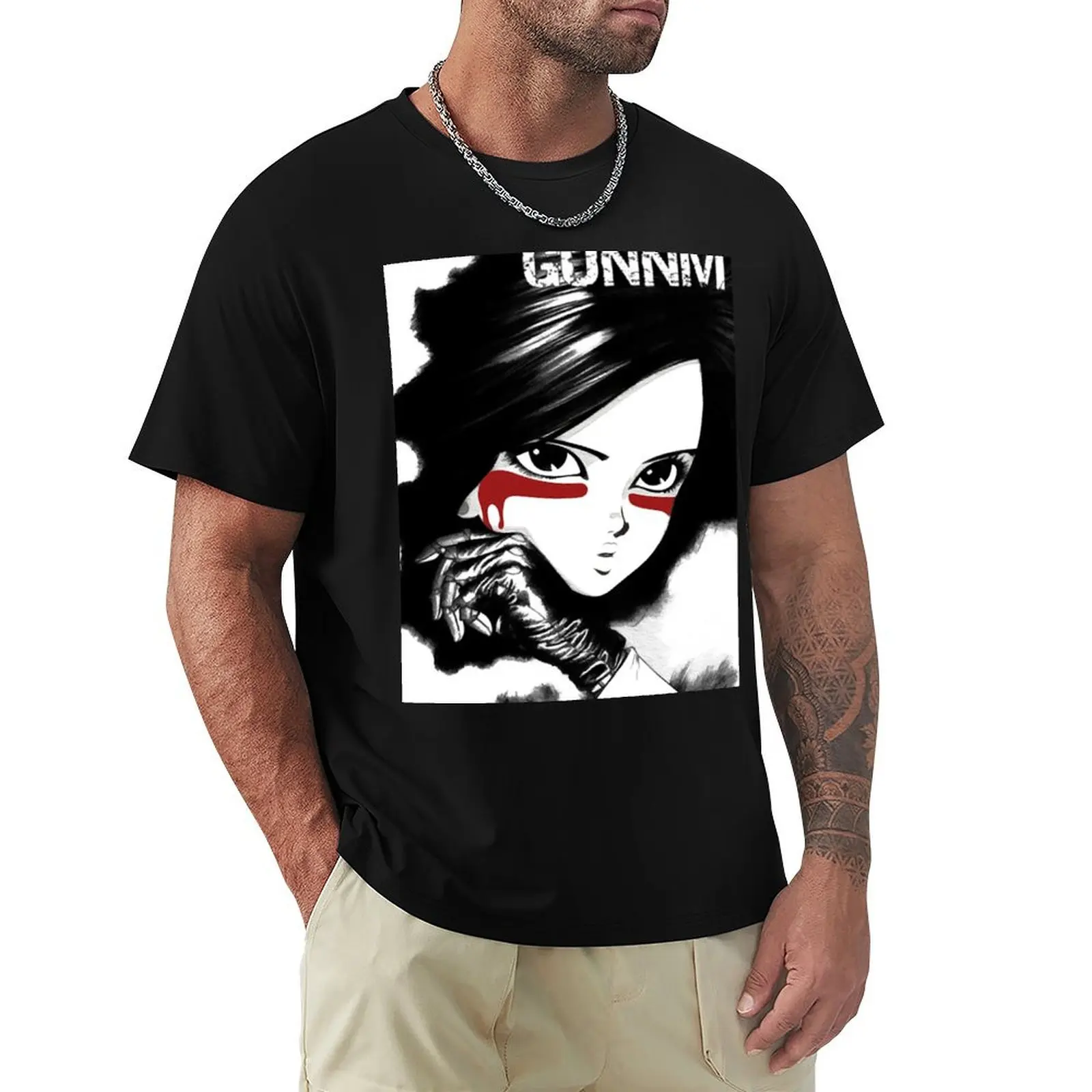 Gunnm - Gally - Alita: Battle Angel (White) T-Shirt Large Size Breathable Tee