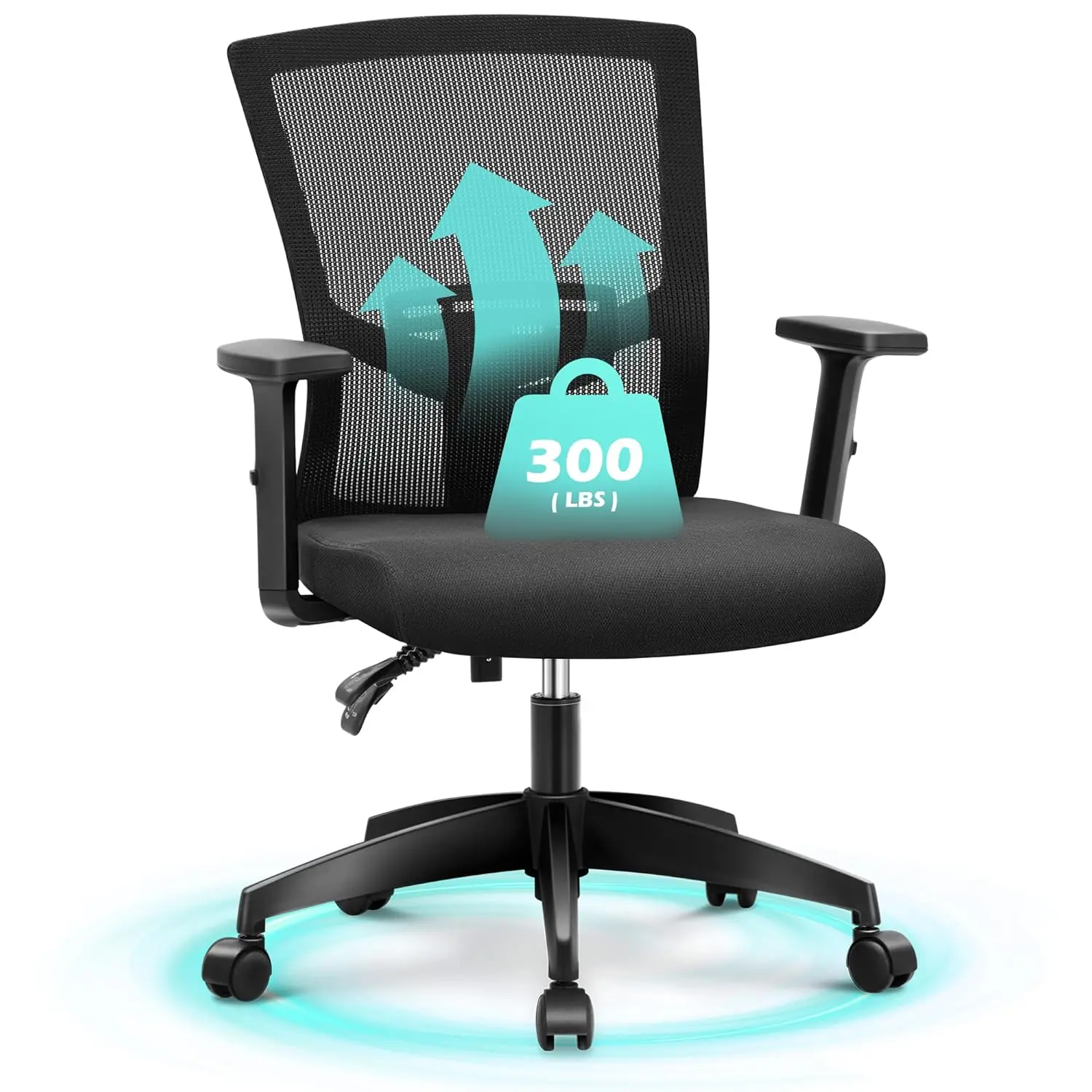 

Office Chair Ergonomic, Mid Back Mesh Computer Chair With Lumbar Support Executive Stool With Adjustable Armrest &, Customized