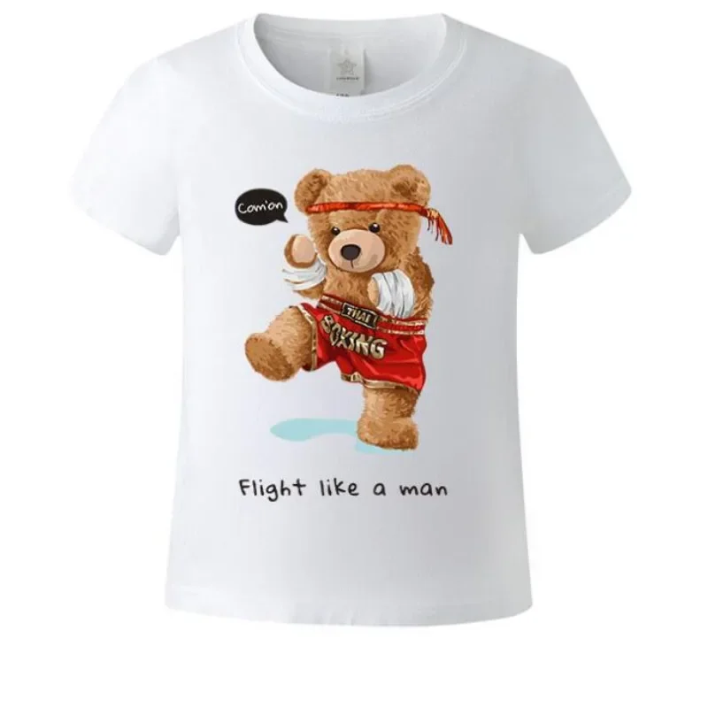 

Fashion Bear Print Round Neck Short Sleeve T-shirt Casual Instagram Plus Size Men and Women Oversized T Shirt Harajuku