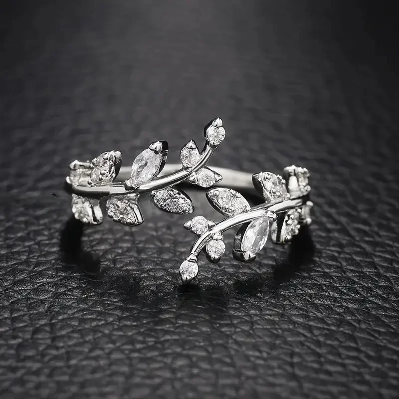 925 Sterling Silver Tree Branch Shape Ring Charm Sparkling Zirconia Rings Birthday Party Gift for Women Fine Jewelry Accessories