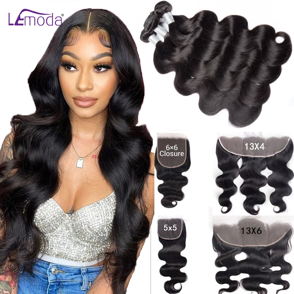 

Body Wave Human Hair Bundles With 13x6 HD Lace Frontal Bundles with 6x6 HD Lace Closure Brazilian Hair Weave Hair Extensions