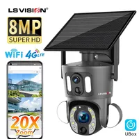 LS VISION 8MP 20X Optical Zoom Dual Screen 4G Sim Solar Camera 4K WiFi PTZ Dual PIR Detection Humanoid Auto Tracking CCTV Camera