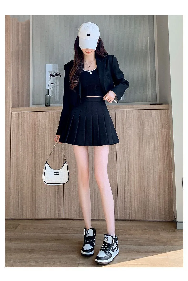 Plissierter Minirock mit Shorts für Damen, hohe Taille, A-Linie, Skater-Skort, Weiß, Schwarz, Rosa, sportliche Schuluniform, neue Mode, HotSale – Detail 7