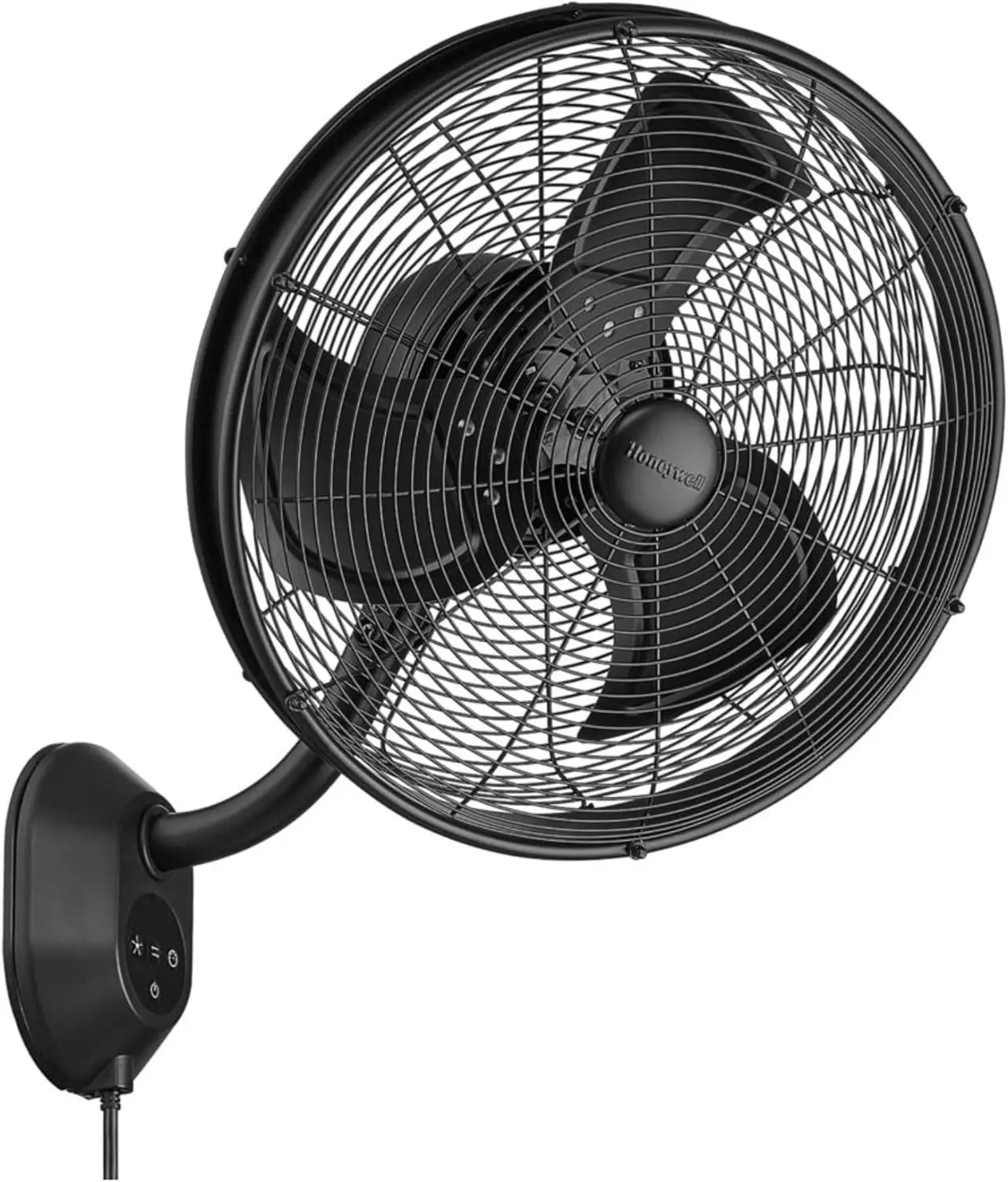 

Oscillating Wall Fan for Outdoor Wet-Rated Use, with Remote Control, Matte Black - Delivers Powerful Airflow for Patios, Garages, and Workshops