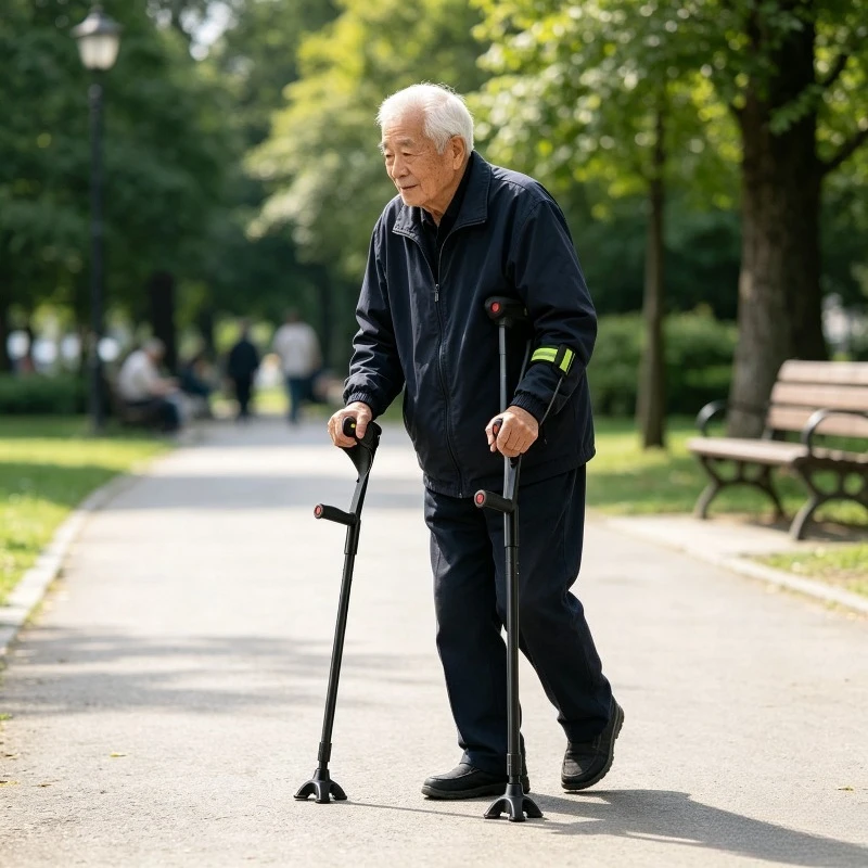 Adult Forearm Crutches, Fracture Recovery Walking Cane, Non-Slip Crutch for Young Adults, Foldable Sturdy Walking Stick