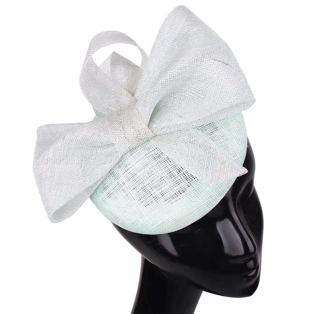 Sinamay-Sombrero de novia de 4 capas para mujer, tocado blanco de alta calidad, accesorios para el cabello para banquete y cóctel