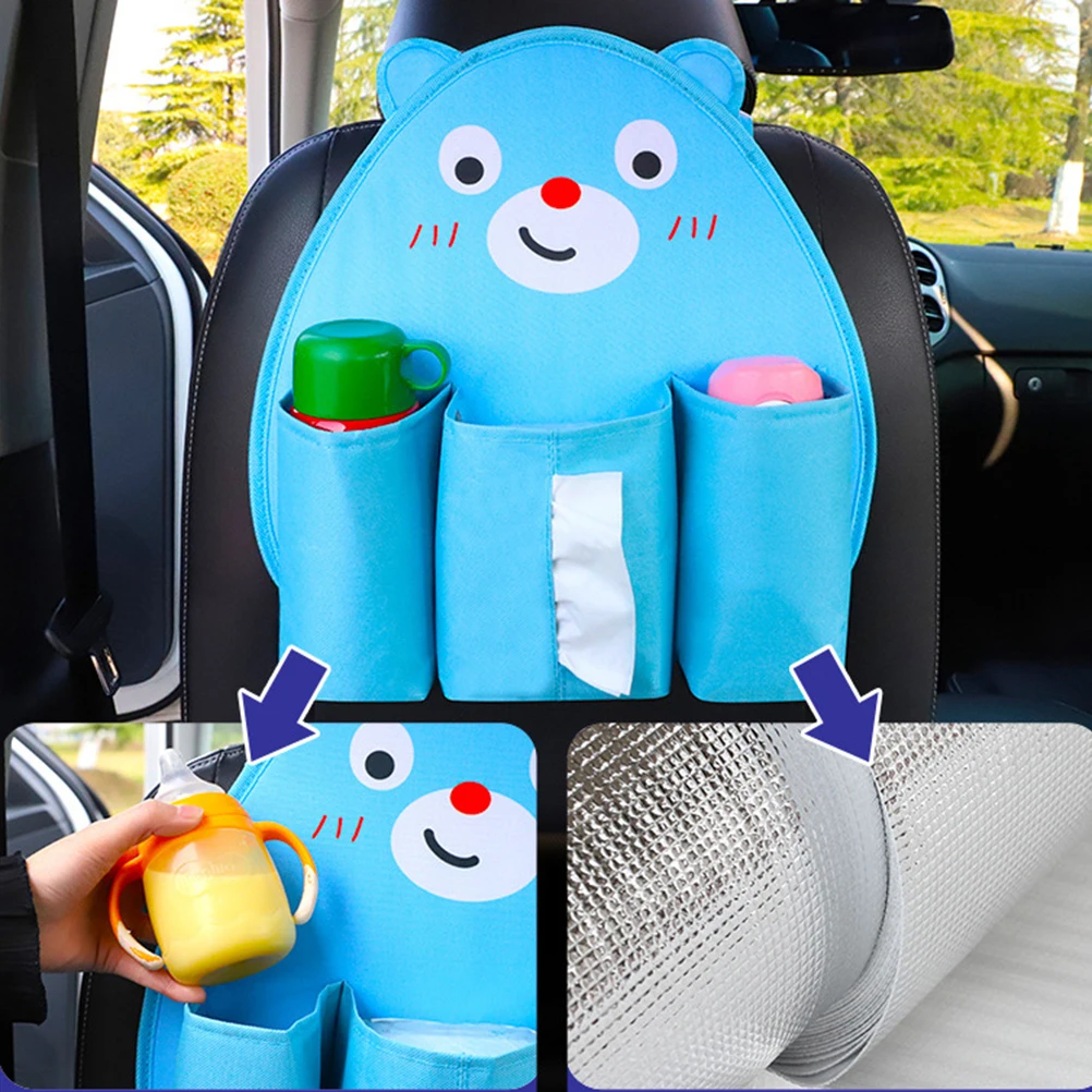 

Universal Cartoon Bear Car Organizer Seat Back Storage Bag Hanging Holder Multi Pocket Travel Bags Car-styling Interior for Kids