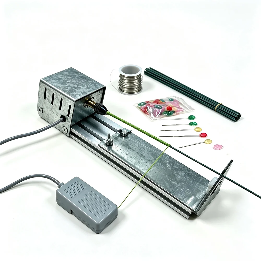 110-220V 2-in-1 Electric Wire Winding Machine with Foot Pedal, Copper Wire Twister for Hanfu Hairpin Stems