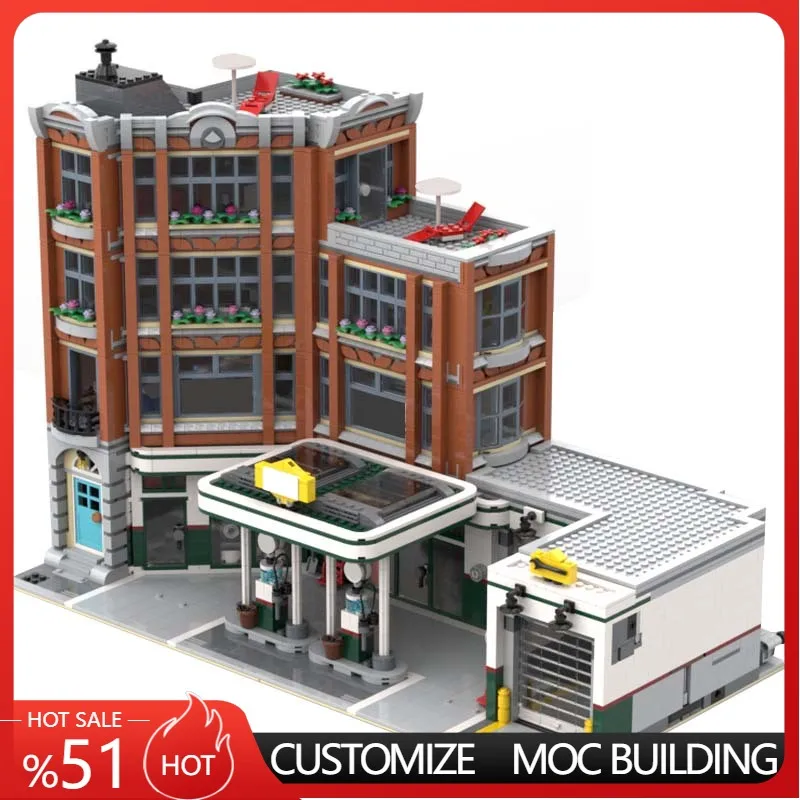 

4897 PCS City Street 10264 - Big (Corner) Garage MOC Customize Modular Building Block Brick Technology DIY Toy Birthday Gift