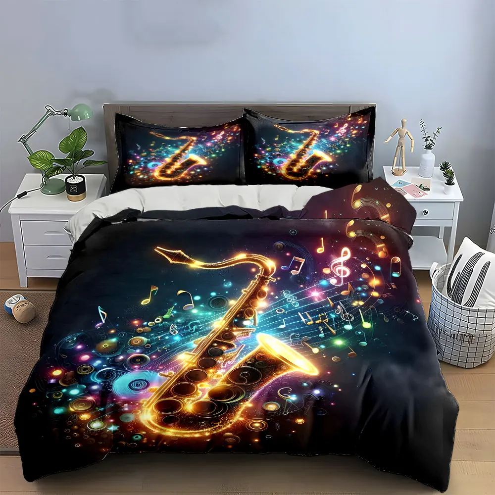 

Colorful Musical Decor Set Multiple sizes kid's and adults' bedroom Exquisite 3PC bedding set, gift