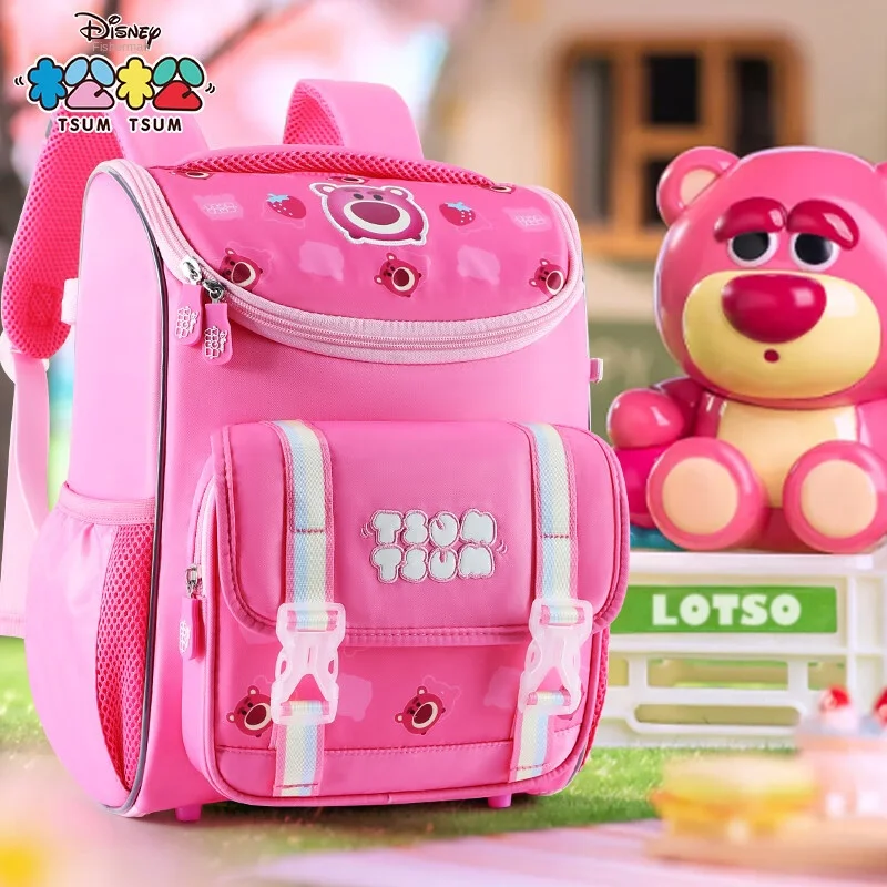

Disney Lotso Girl School Bag Grade 1-3 Primary Student Shoulder Orthopedic Backpack Large Capacity Light Kids Gifts Mochilas