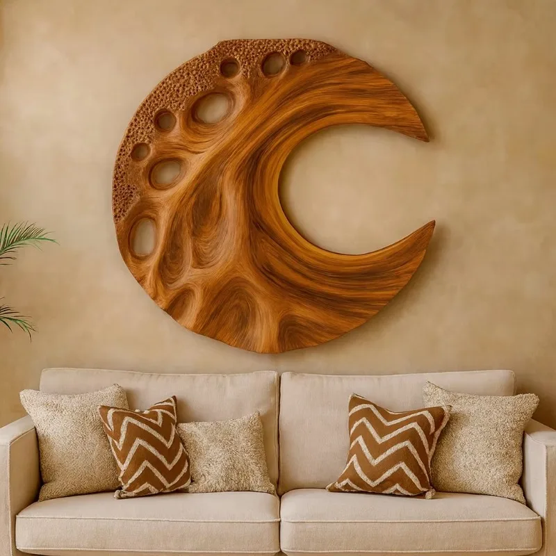 Wall-mounted organic wood carving and handmade wooden wall art sculptures