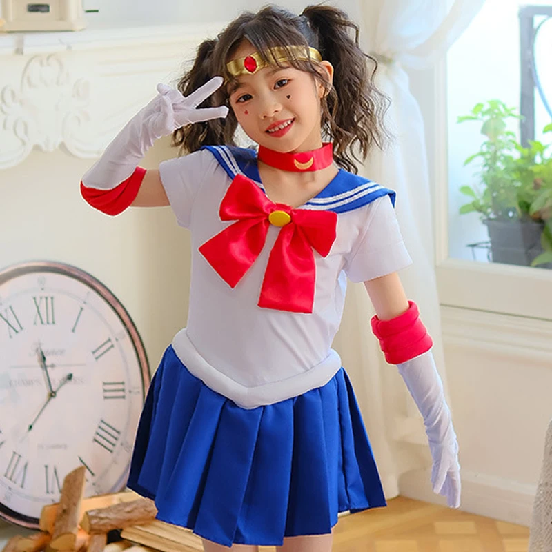 

Water Ice Moon Cos Girls Skirt Sailor Moon Hare Sailor Clothing Children's Halloween Children's Show Cosplay Costume