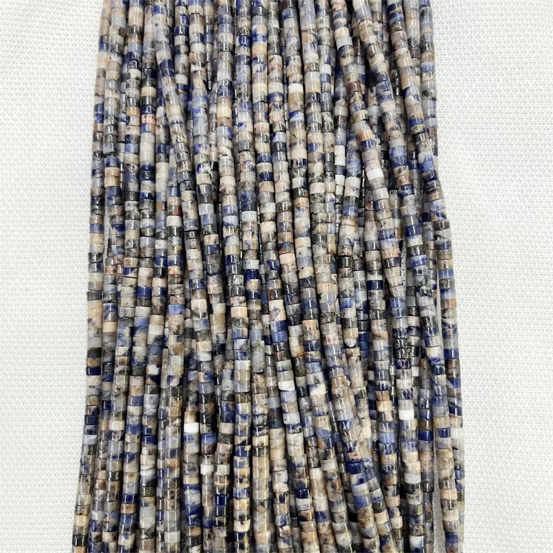 Rare 2*4MM Heishi Brazil Old Blue Sodalite Gemstone Flat Round Loose Natural Stone Bead For Jewelry Necklace Making DIY
