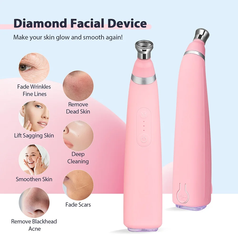 Foreverlily Portable Diamond Peeling Machine Microdermabrasion Facial Cleaning Device Exfoliation Vacuum Blackhead Remover