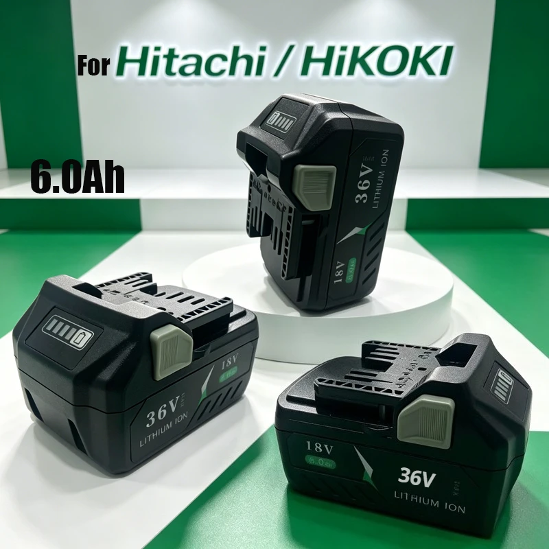 36V Hitachi HiKOKI: 6.0Ah High Capacity Li-ion Battery, Rechargeable Replacement for BSL1860 BSL1840 DS18DSL Power Tools