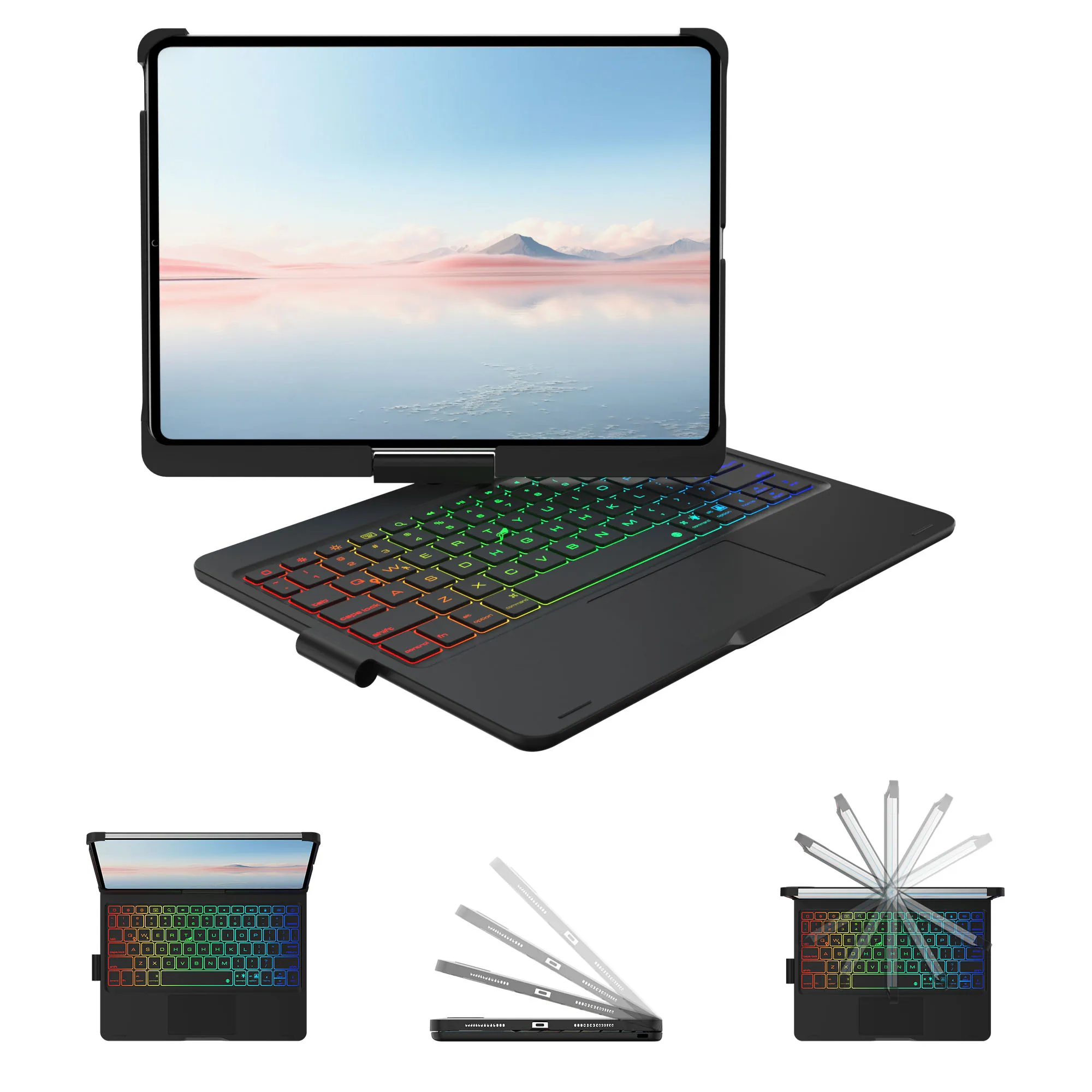 Touch Keyboard Case for iPad Air 11-inch (2024 M2) & iPad Pro 11(4th/3rd/2nd/1st Gen):Multi-Touch Trackpad & 7 Colors Backligh