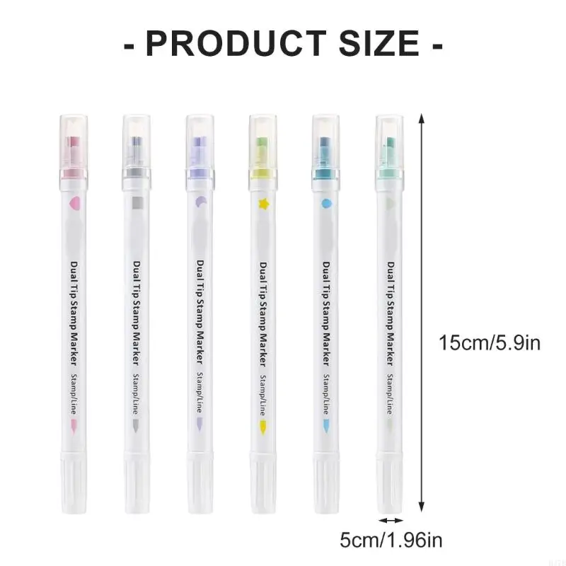 H37B Stempelmarker Set 6 Farbdoppelte -Stempelmarkierungen für Scrapbooking Journal
