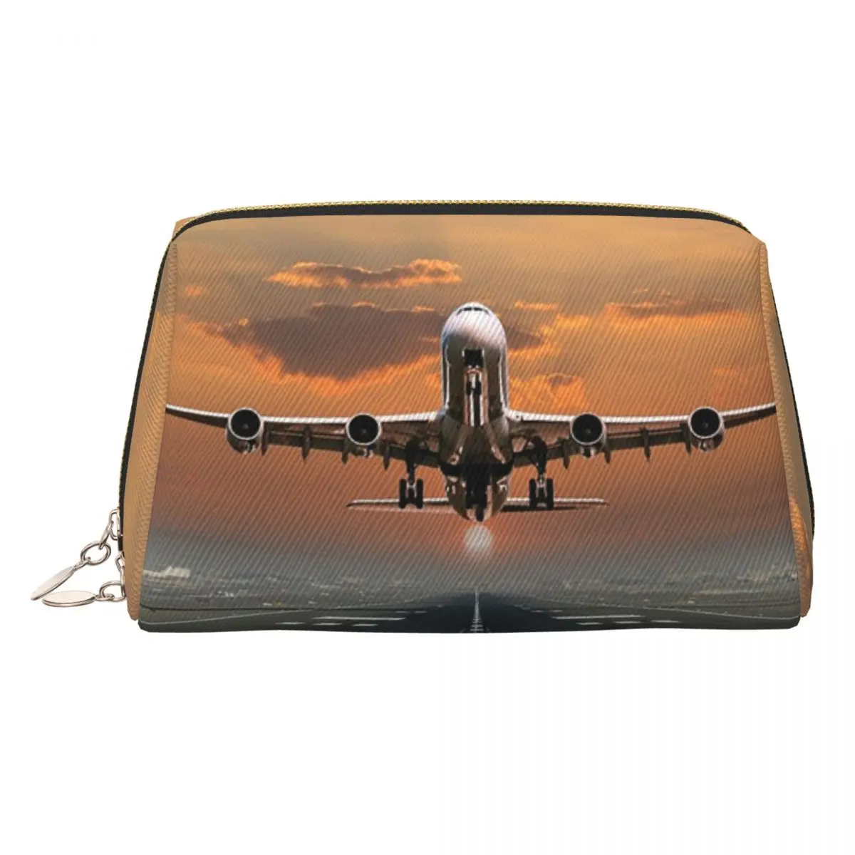 Airplane Takeoff Women Cosmetic Bags Travel Makeup Organizer Pouch Toiletry Storage Dopp Kit Case