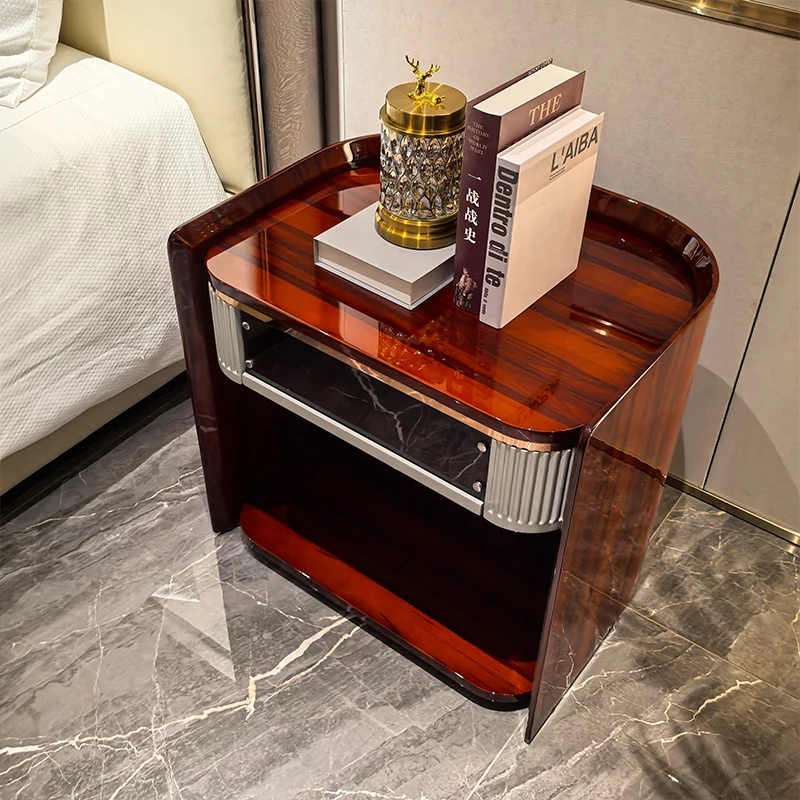 

Bedroom bedside table Modern wood veneer Bedside table Bedroom wood
