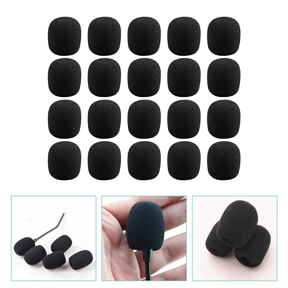 40 Pcs Mini Microphone Little Bee Sponge Cover Covers for Lapel Protectors Practical Accessories Black Windproof Protective