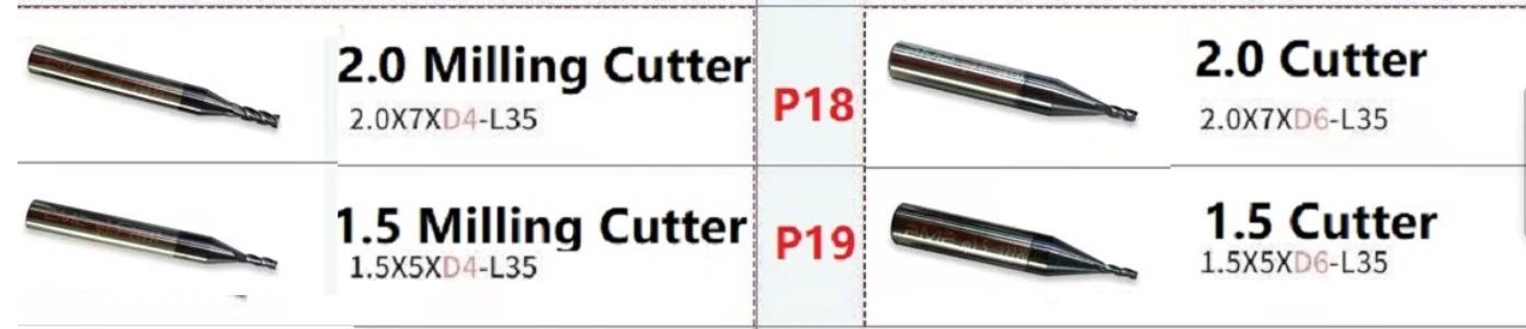 3pcs/lot 2.0mm 1.5mm 1.0 Probe drill bit carbide end milling cutter for 2M2 Magic Tank key cutting machines